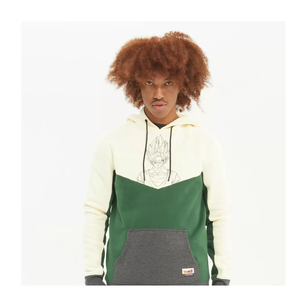 Hot Hoodie Dragon Ball Z Goku Saiyan Off White / Green / Heather Grey Adult Hoodies
