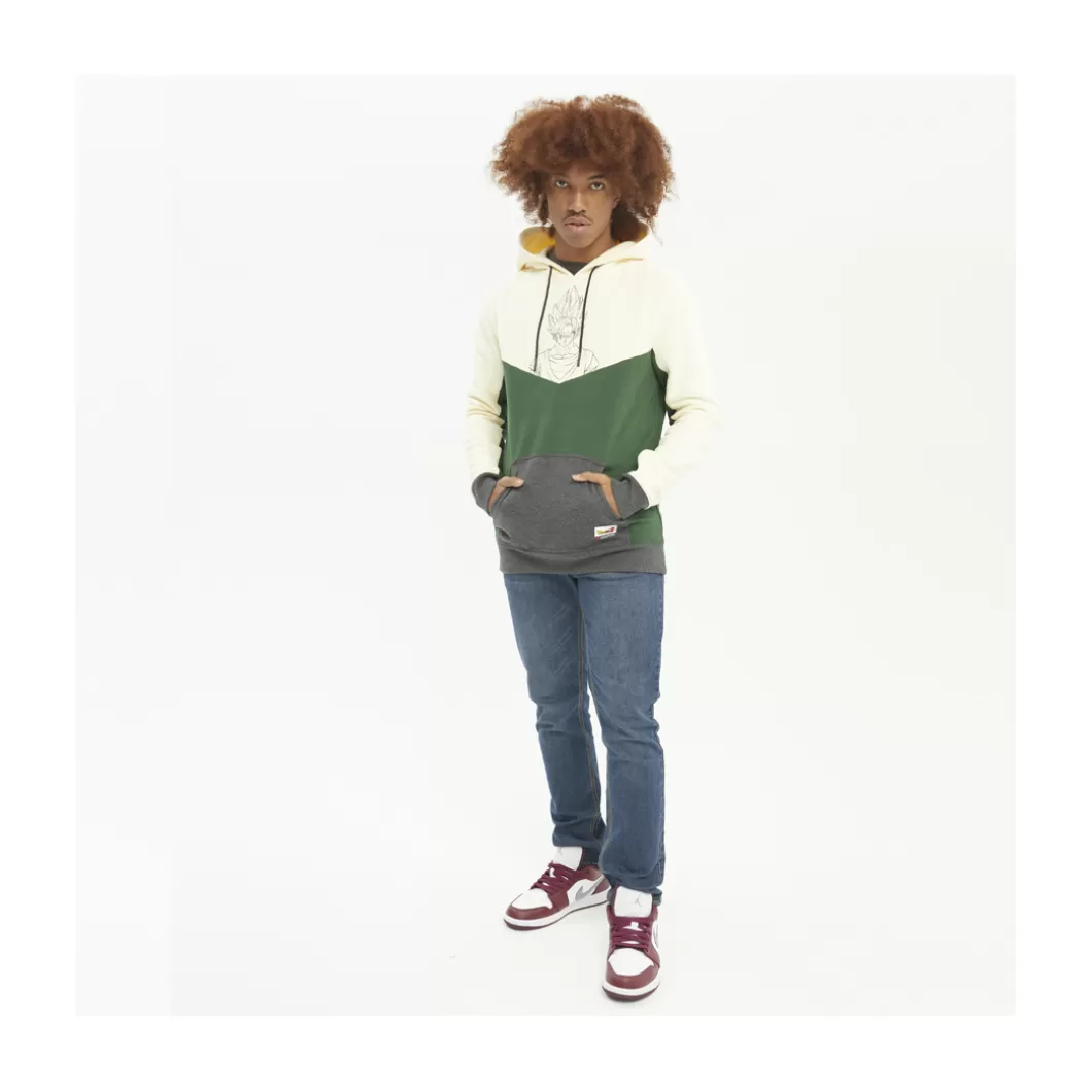 Hot Hoodie Dragon Ball Z Goku Saiyan Off White / Green / Heather Grey Adult Hoodies